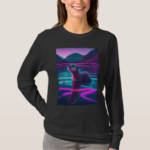 T-shirt Loutre de mer cool synthwave Loutre errante 2