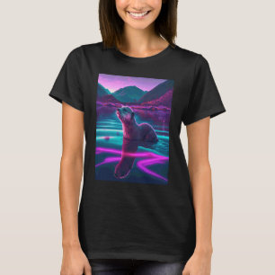 T-shirt Loutre de mer cool synthwave Loutre errante 2