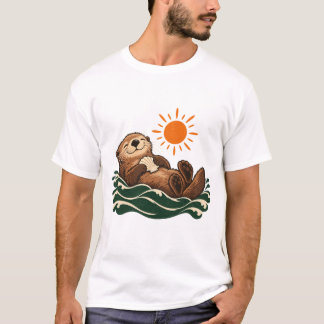 T-shirt Loutre de mer détendue, soleil et vagues