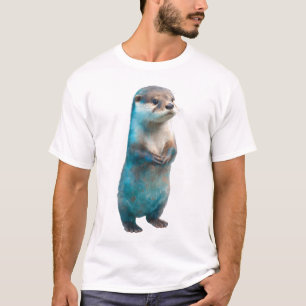 T-shirt Loutre debout Splash bleu surréaliste Hommes