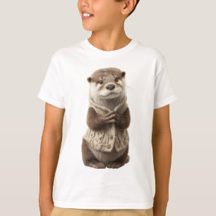 T-shirt Loutre en pull tricoté aux mailles torsadées pour