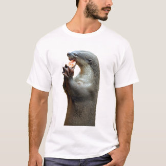 T-shirt Loutre enduite lisse mangeant des poissons