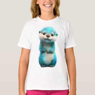 T-shirt Loutre Enfant Galaxie Bleue Étincelante