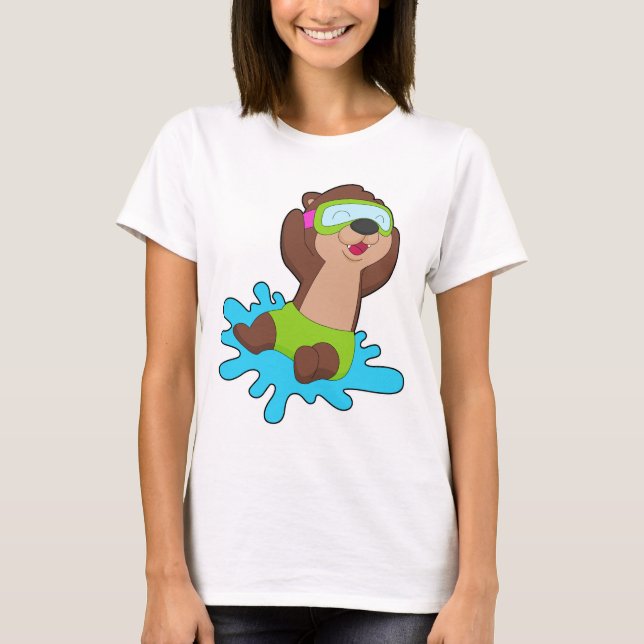 T-shirt Loutre Natation Lunettes de natation Été (Devant)