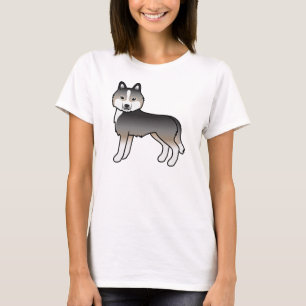 T-shirt Louveteau gris clair Husky sibérien Chien de dessi