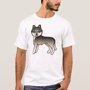 T-shirt Louveteau gris foncé Husky sibérien Chien de dessi
