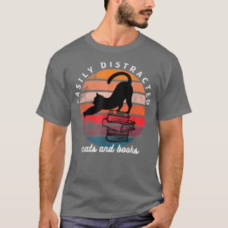 T-shirt Louveur de chats et de livres facilement distrait 