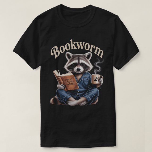 T-shirt Louveur de livre de café Raccoon | Bookworm Lectur (Design devant)