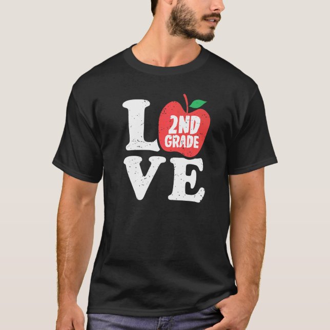T-shirt Love 2nd Grade Apple Second Grader Student Teacher (Devant)