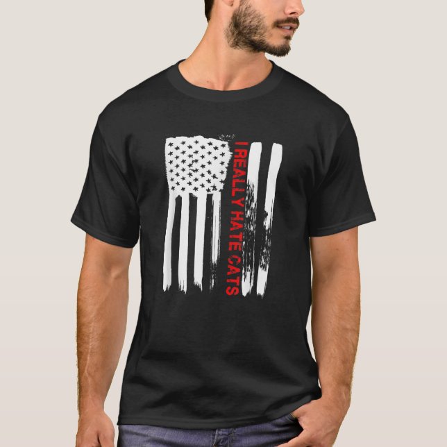 T-shirt Love America Je déteste vraiment les chats Funny U (Devant)
