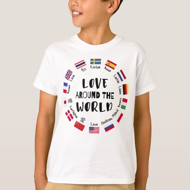 T-shirt Love Around the World Languages  (Devant)