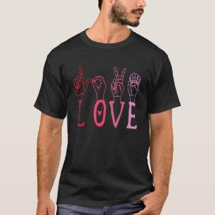 T-shirt Love ASL Hearts Valentines Day Symbole américain m