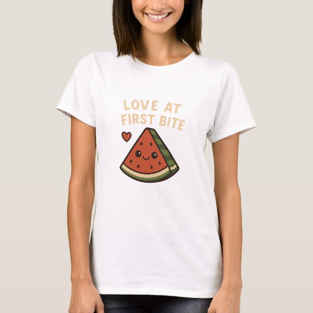 T-shirt  Love At First Bite Cute Watermelon Funny Shirt  (Devant)