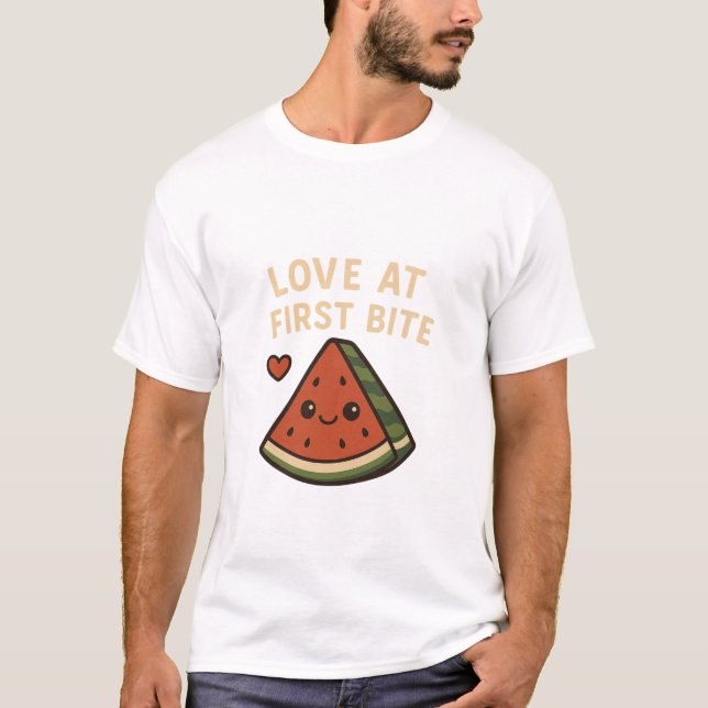 T-shirt  Love At First Bite Cute Watermelon Funny Shirt (Devant)
