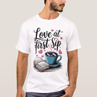 T-shirt Love at First Sip - Funny Coffee Lover Shirt