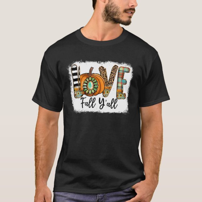 T-shirt Love Automne Y'all Citrouille Feuilles Automne Tha (Devant)