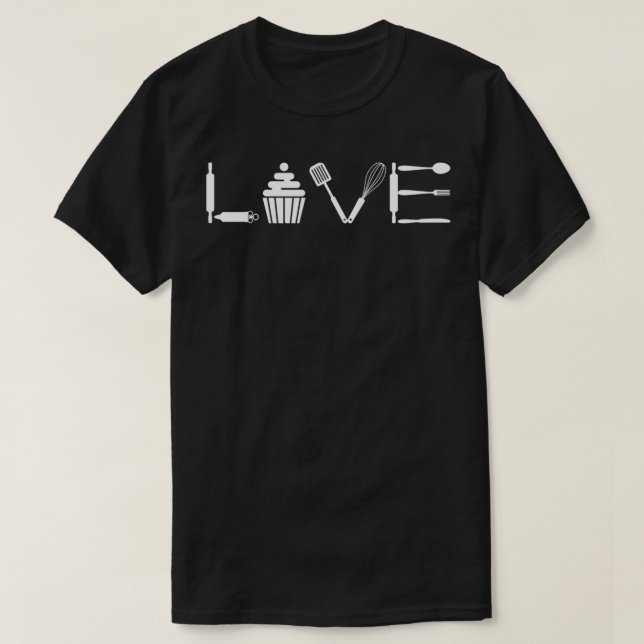T-shirt Love Baking Cupcakes Baker Pastry Lover Cadeau (Design devant)