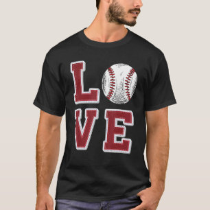 T-shirt Love Baseball Retro Vintage Jeu de correspondance 