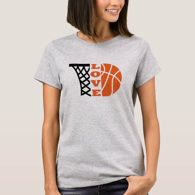 T-shirt Love Basketball hoop et orange ball (Devant)