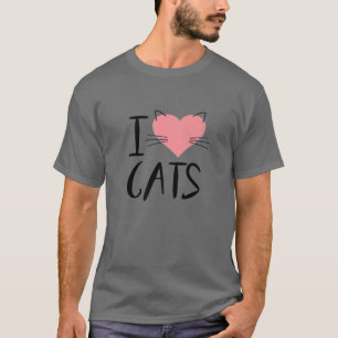 T-shirt Love Black Cat Femmes Chats Amateurs Pour Enfants 