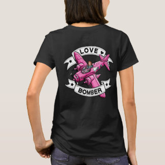T-shirt Love Bomber Pilot Pink Front & Back