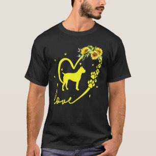 T-shirt Love Boxer Chien Sunflower Coeur