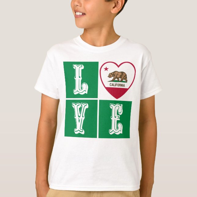 T-shirt Love California Republic State Drapeau Heart Pride (Devant)