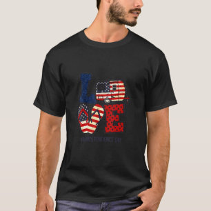 T-shirt Love Camping American Flag Independence Day