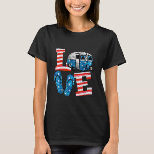 T-shirt Love Camping American Flip Flop America Campi