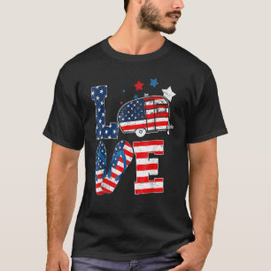 T-shirt Love Camping USA Drapeau 4 juillet Flip Flop Campe
