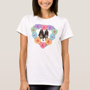 T-Shirt Love Candy Hearts With Bassets