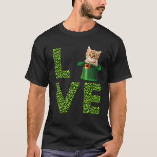 T-shirt Love Cat Leprechaun Lover Shamrock irlandais St Pa