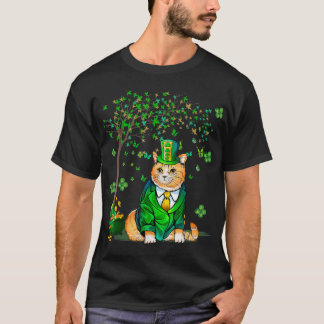 T-shirt Love Cat St. Patricks Jour Quatre Feuilles Clover 