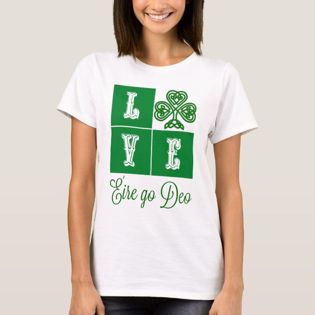 T-shirt Love Celtic Coeurs Shamrocks Irlande Motto (Devant)