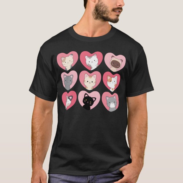 T-shirt Love chat design chats avec des amis de coeur (Devant)