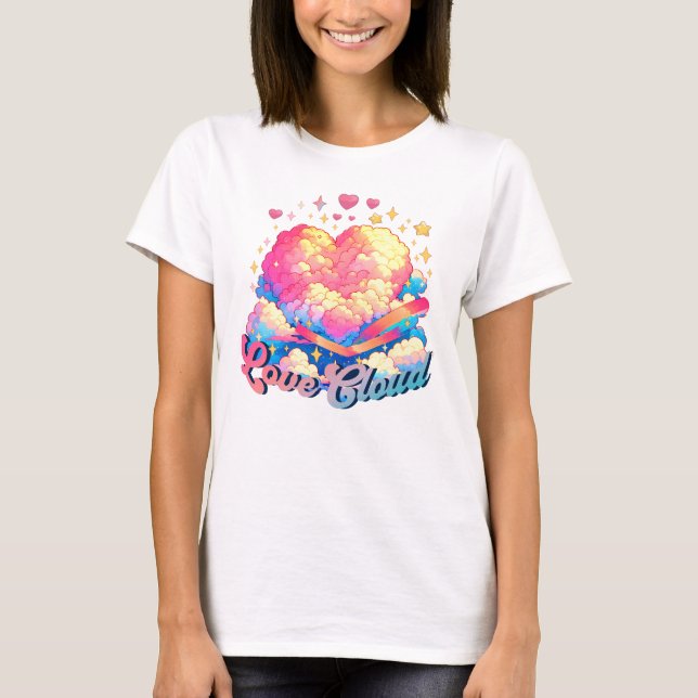 T-shirt Love Cloud - Whimsical Heart and Cloud Design (Devant)