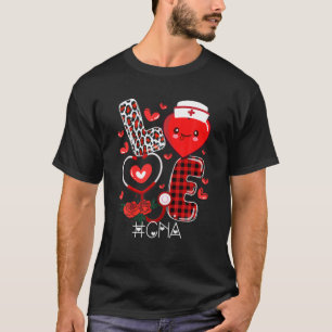 T-shirt LOVE CNA Life Leopard Red Plaid Nurse Valentine'