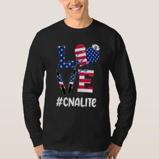 T-shirt Love Cna Life Nurse 4 juillet American Flag Part