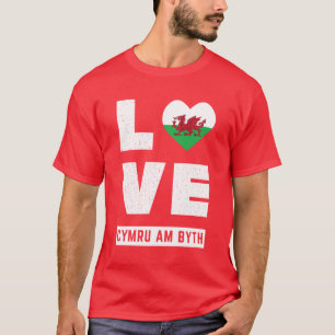 T-shirt Love Cymru Am Byth Wales Drapeau Gallois Racines V