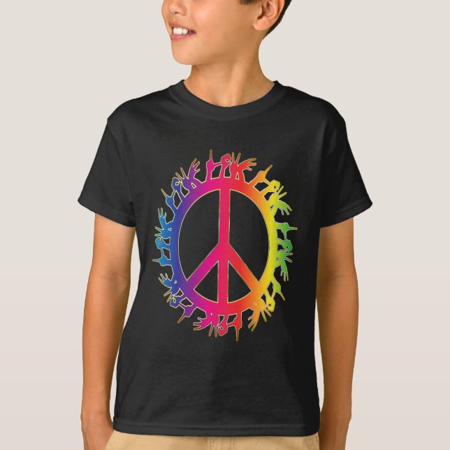 T-shirt Love Deaf Peace Sign Language Hand Taling Enseigna (Devant)