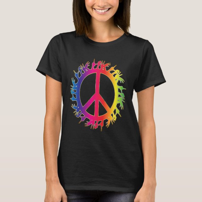 T-shirt Love Deaf Peace Sign Language Hand Taling Enseigna (Devant)
