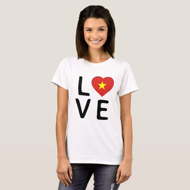 T-shirt Love - drapeau du Vietnam (Devant entier)