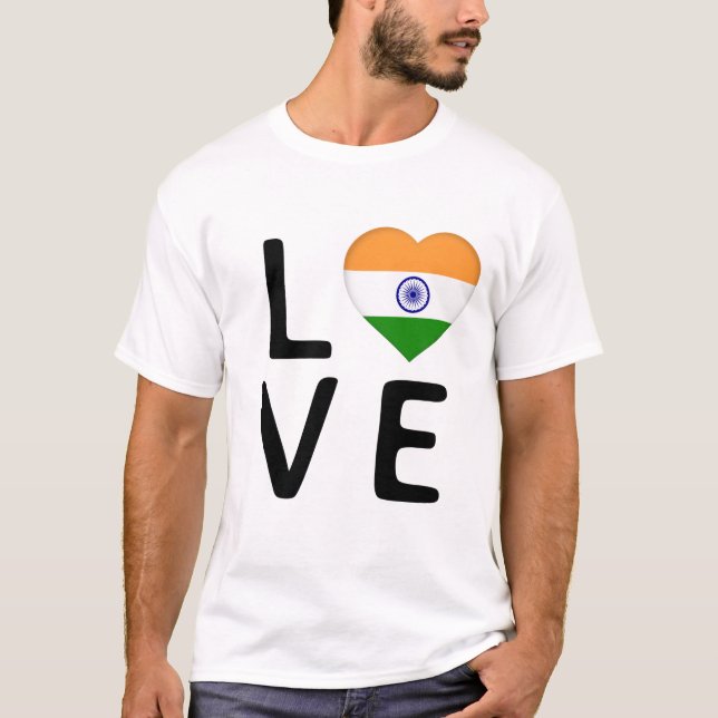 T-shirt Love - Drapeau indien (Devant)