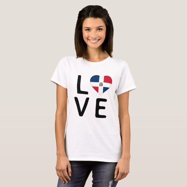 T-shirt Love - Drapeau République Dominicaine (Devant entier)