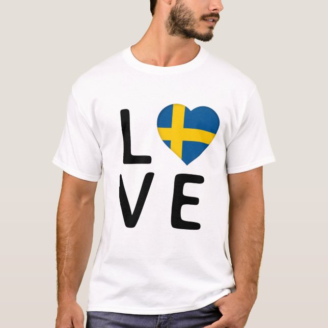 T-shirt Love - Drapeau Suède (Devant)
