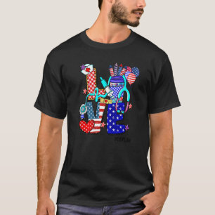 T-shirt Love Dsp Life Stethoscope Fireworks Usa Drapeau 4e