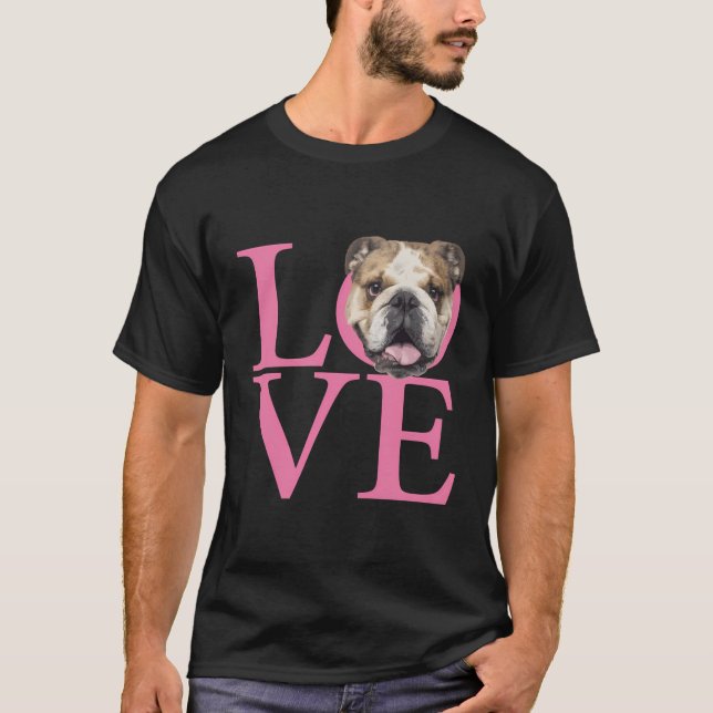 T-shirt Love English Bulldog (Devant)