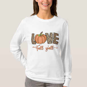 T-shirt Love Fall Y'all Empreinte de léopard Citrouille qu