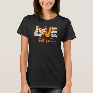 T-shirt Love Fall Y'All Leopard Fall Pumpkin Thanksgiving