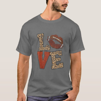 T-shirt LOVE Football Lips Empreintes de léopard Filles Fe